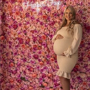 Baltic born dress worn as a maternity dress